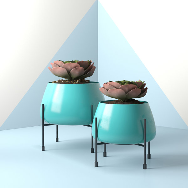 Hashtag Home Glennon 2 Piece Iron Pot Planter Set & Reviews Wayfair